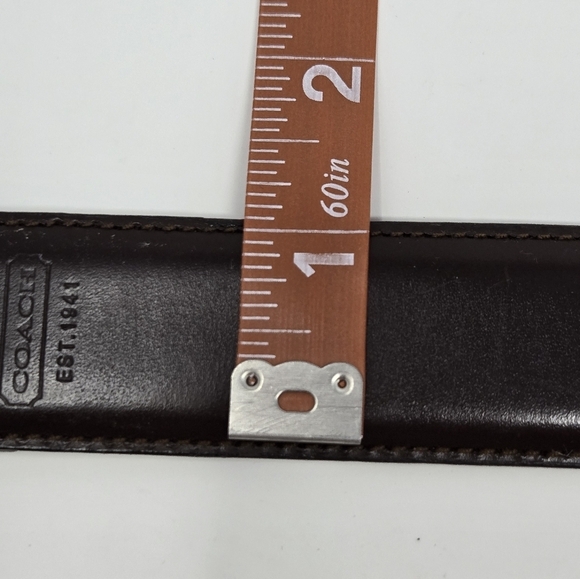 COACH CHOCOLATE BROWN LEATHER BELT GOLD BUCKLE MEN SIZE 34 MENSWEAR CLASSIC - Picture 12 of 13
